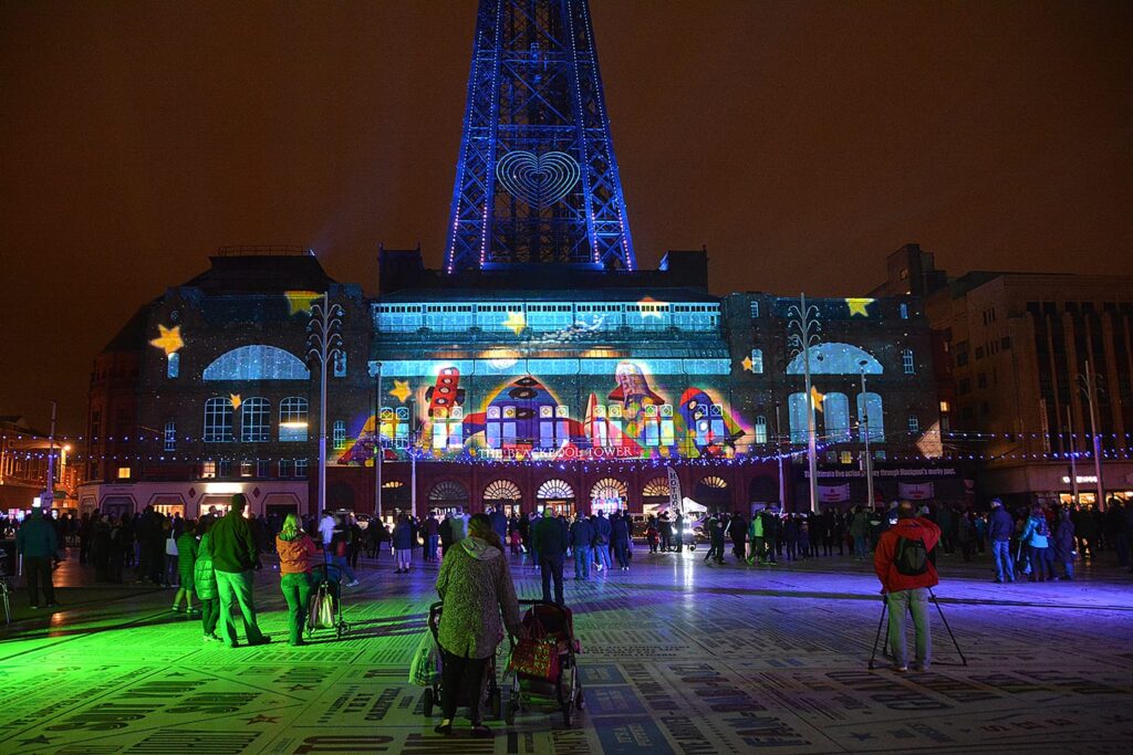 LightPool projection at the Blackpool Tower