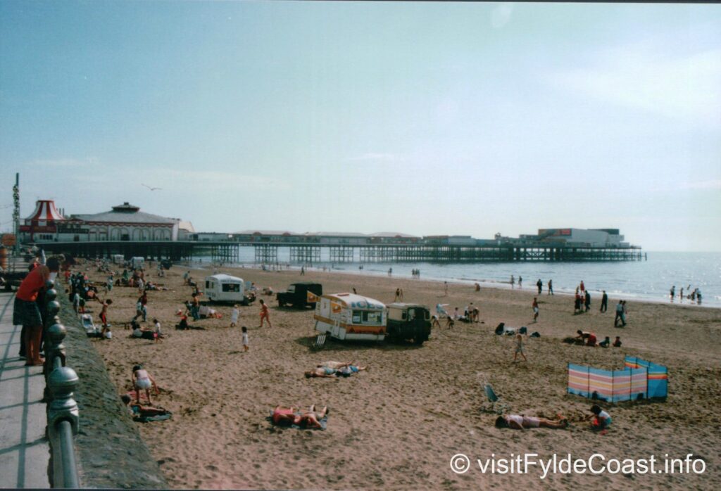 Blackpool South beach and pier in the 1980s