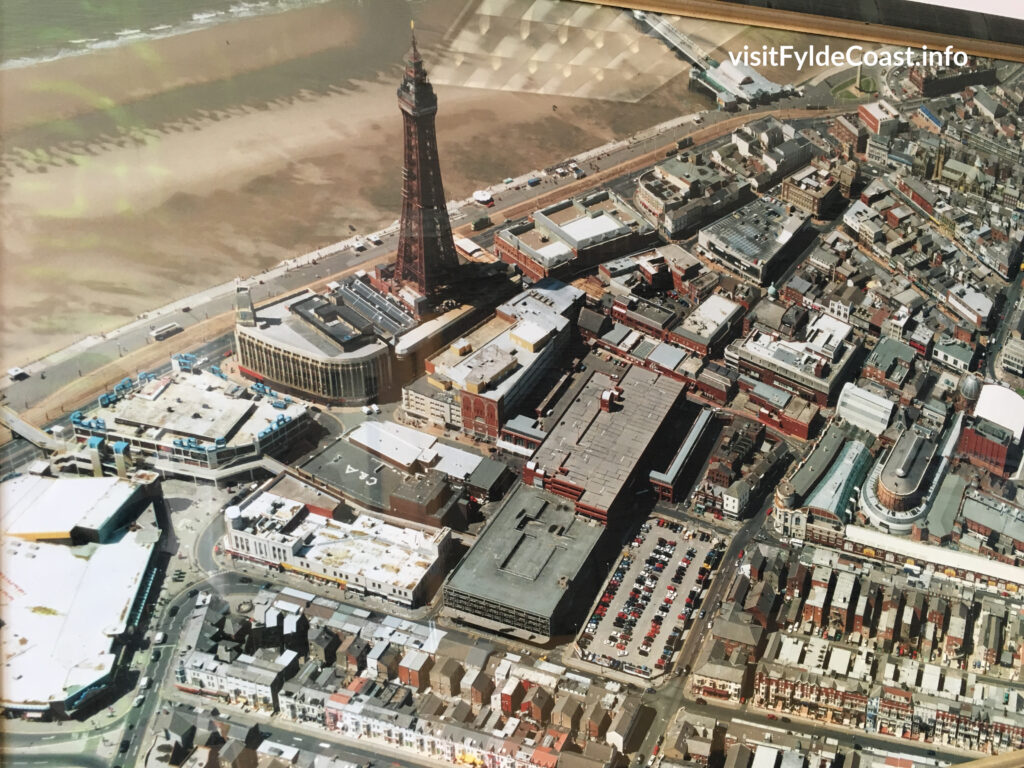 Aerial view of town centre and the first Houndshill Blackpool centre