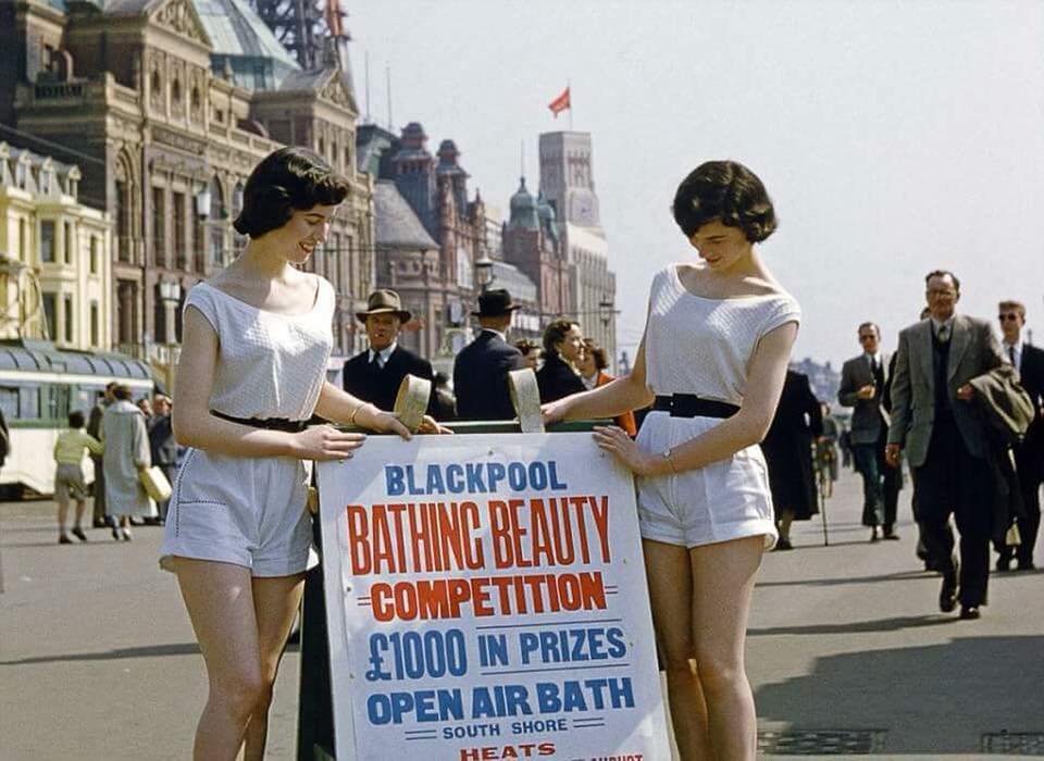 Advert for Beauty Queen competitions at the Open Air Baths at South Shore, Blackpool