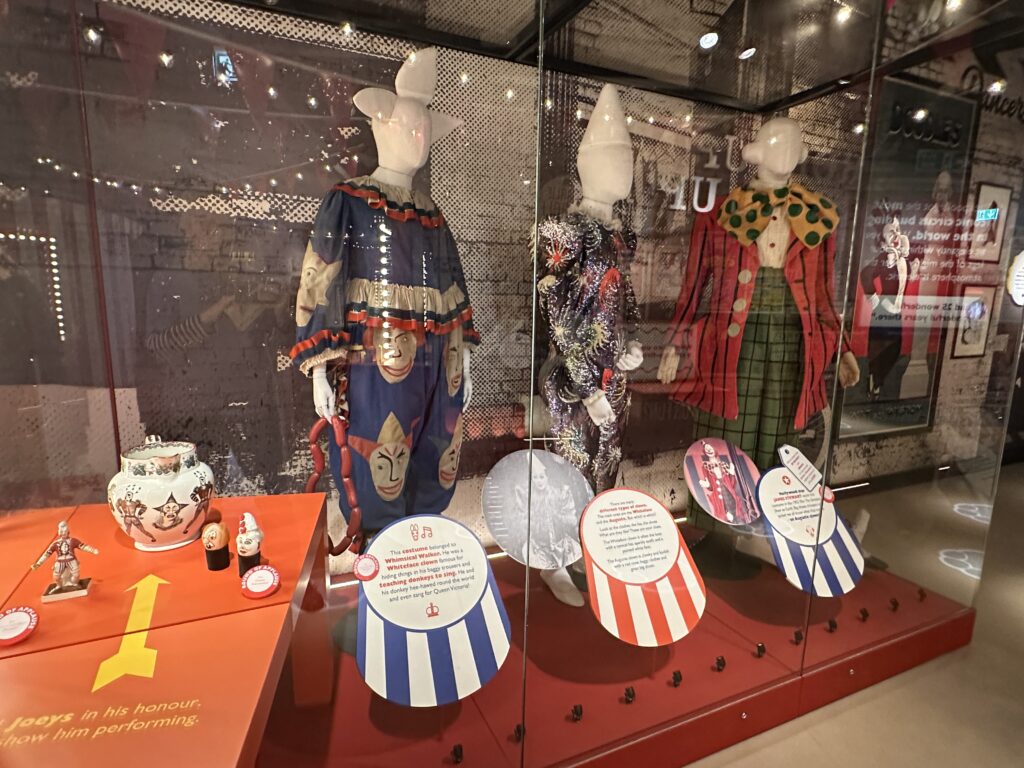 Different types of clowns - costumes on loan from the V&A Museum