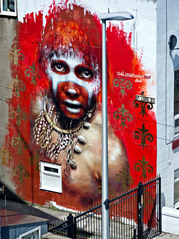 Painted by urban artist Dale Grimshaw in 2015