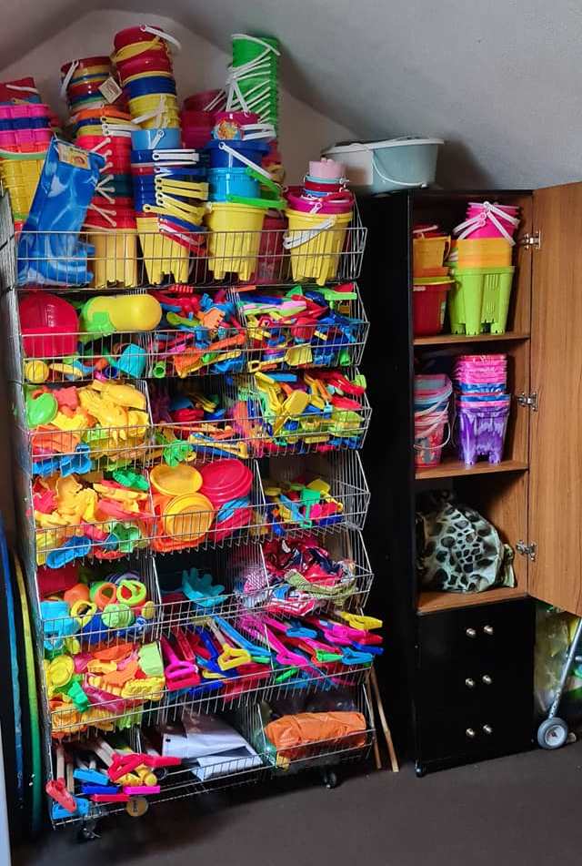 Buckets and spades collected in 2020 from Blackpool beach