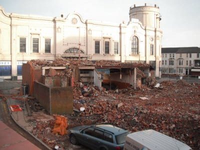 Demolishing buildings between the Houndshill and Winter Gardens