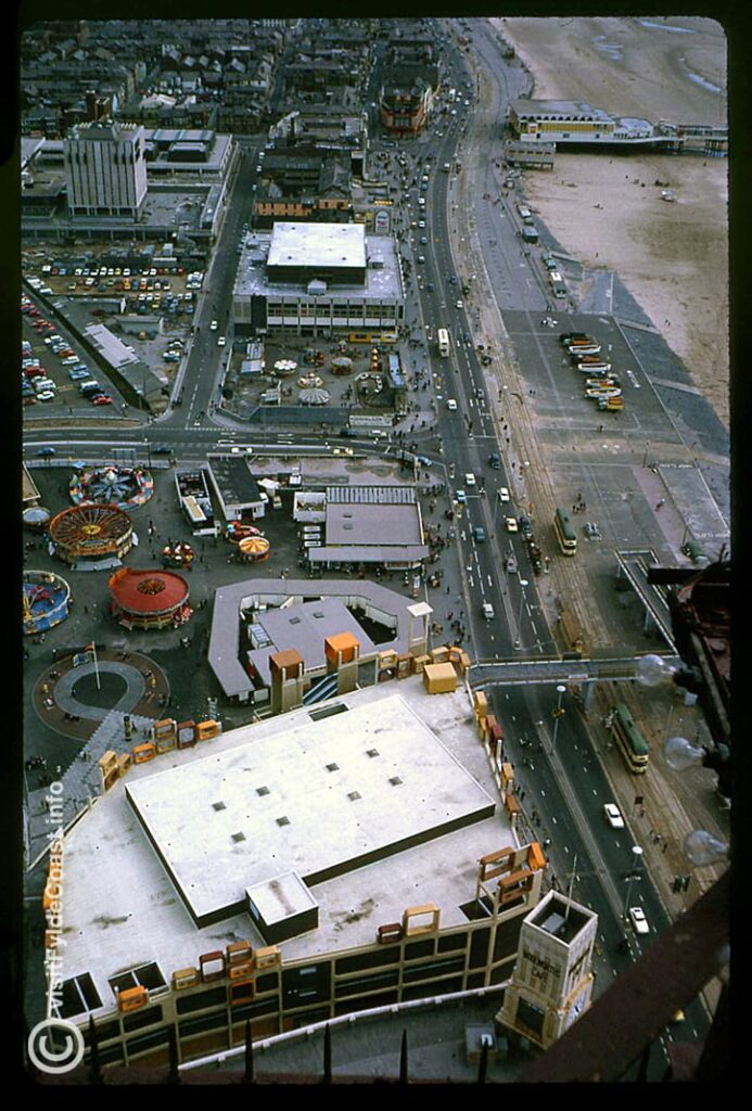 View of Blackpool Central site from the top of Blackpool Tower - early 1970's