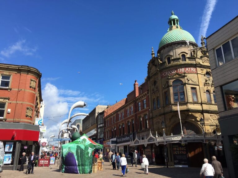 Church Street and the Grand Theatre in Blackpool town centre