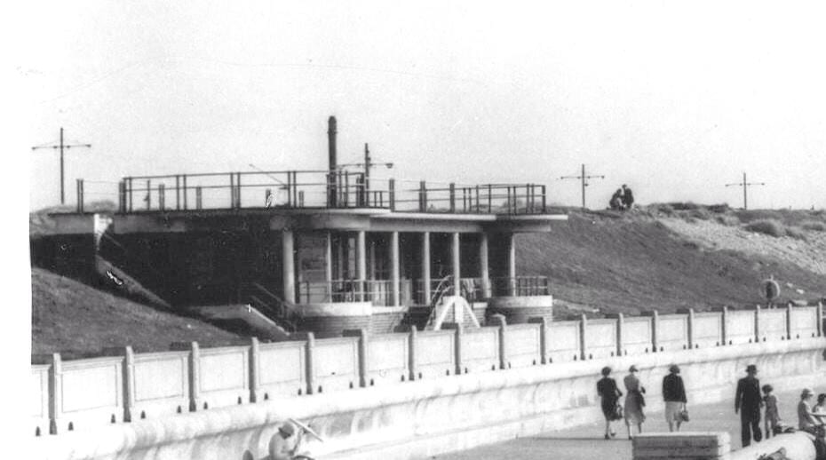 Original beach chalets in the building that's now the Fylde Angling Boat Angling Club House on Bispham Promenade