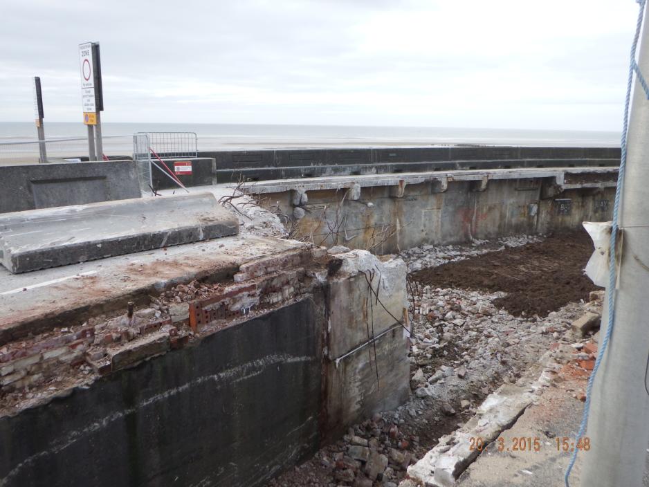 Demolition of boat store, prior to backfilling the hole