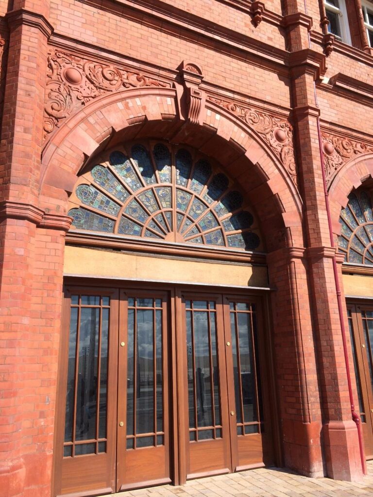 Restored stained glass arch on the front of Blackpool Tower