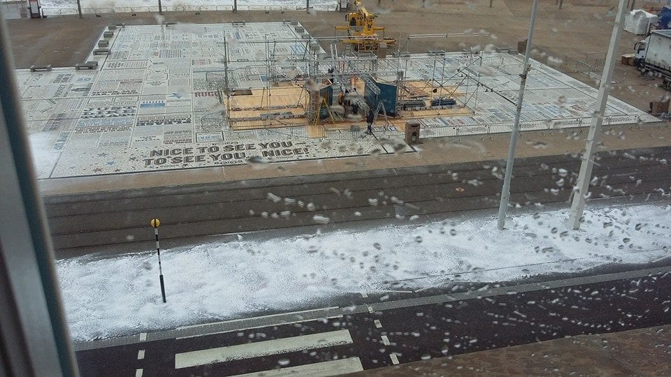 Louise Sewell snapped this photo of the snow being made
