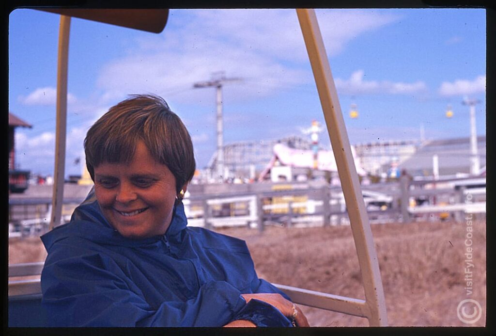 Chrissie on the Monorail at Blackpool Pleasure Beach