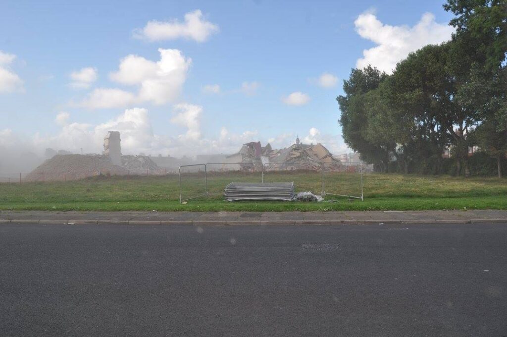 Dust left behind by demolition of Queens Park Flats. Photo: Juliette Gregson