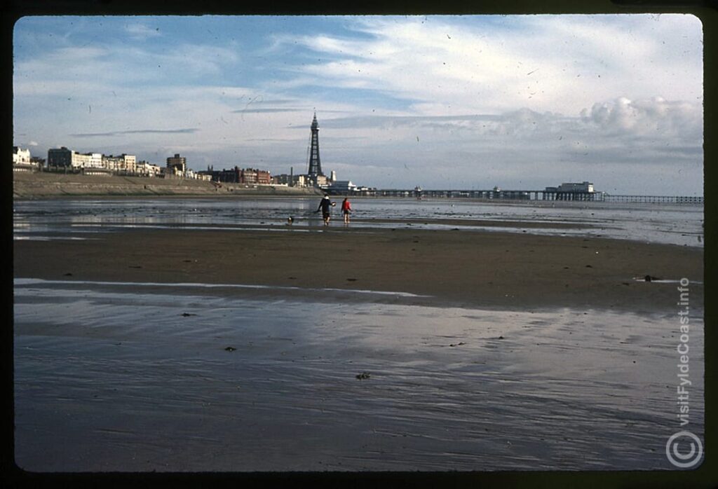 Blackpool beach in 1979/80. See the flags on The Tower