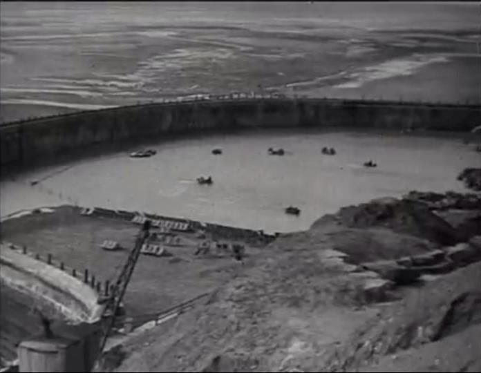 Early newsreel photo of the Boating Pool probably before construction was completed, source unknown