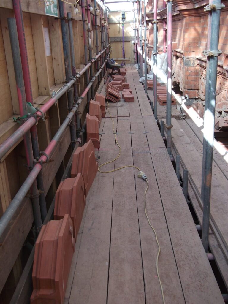 New terracotta pieces for the Blackpool Tower, waiting to be fitted