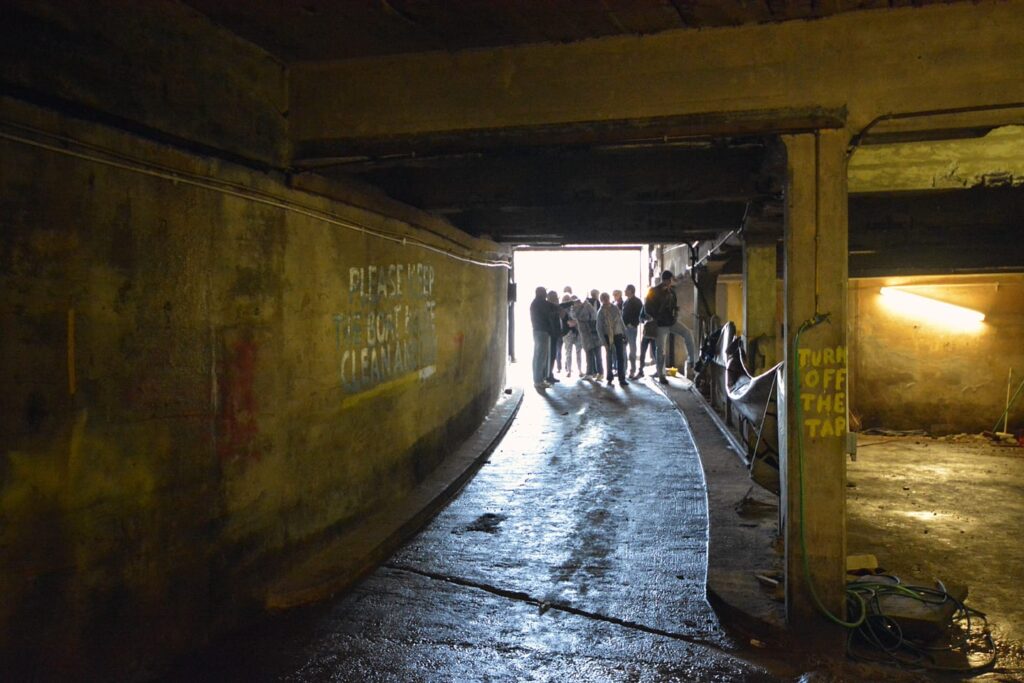 Entrance to the underground boat store, seen from inside