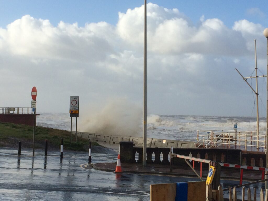 Corner of Princes Way at high tide - see the Club House at the left