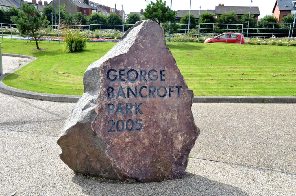 Name stone at George Bancroft Park, Blackpool