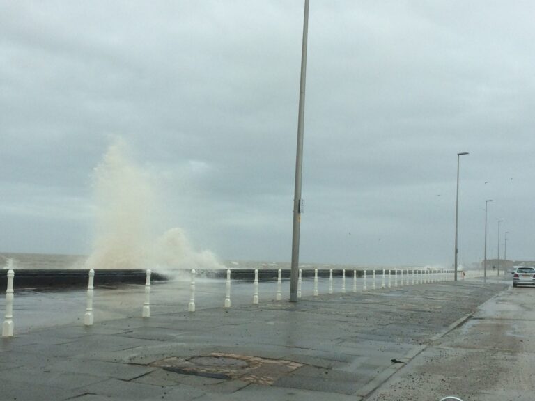 Tide coming over the old sea wall at Anchorsholme before it was rebuilt