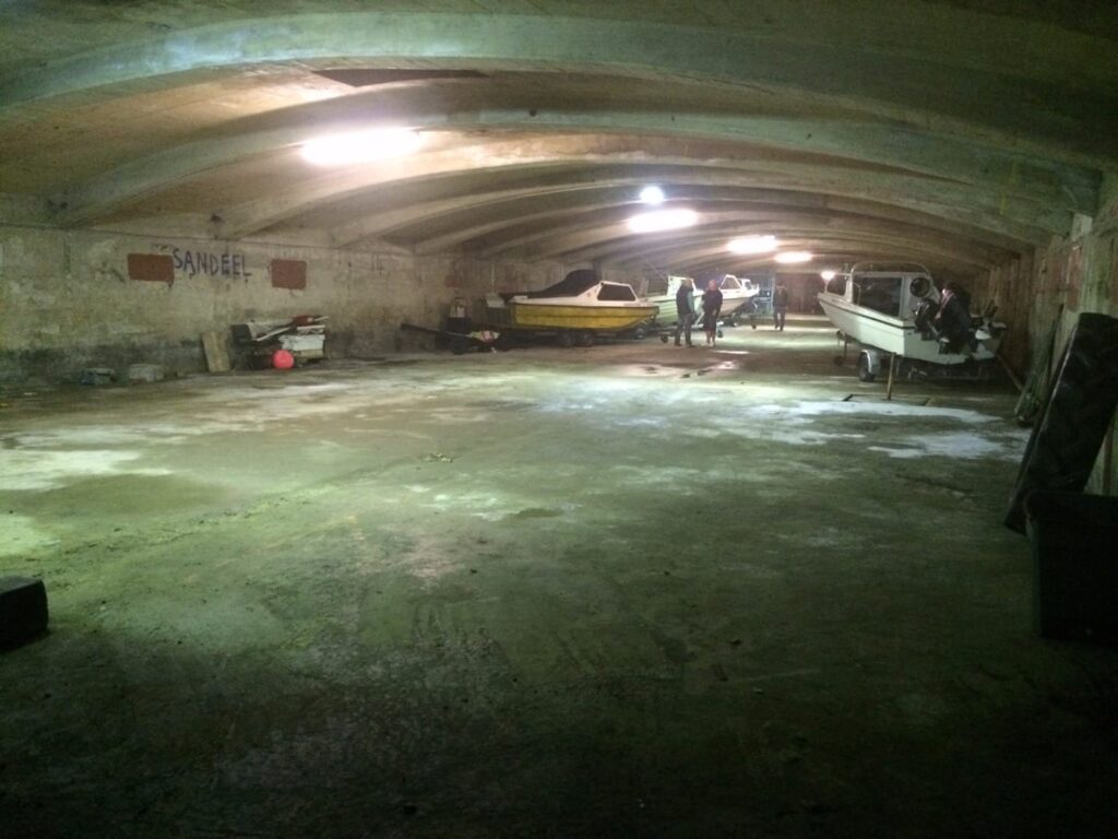 Stored angling boats