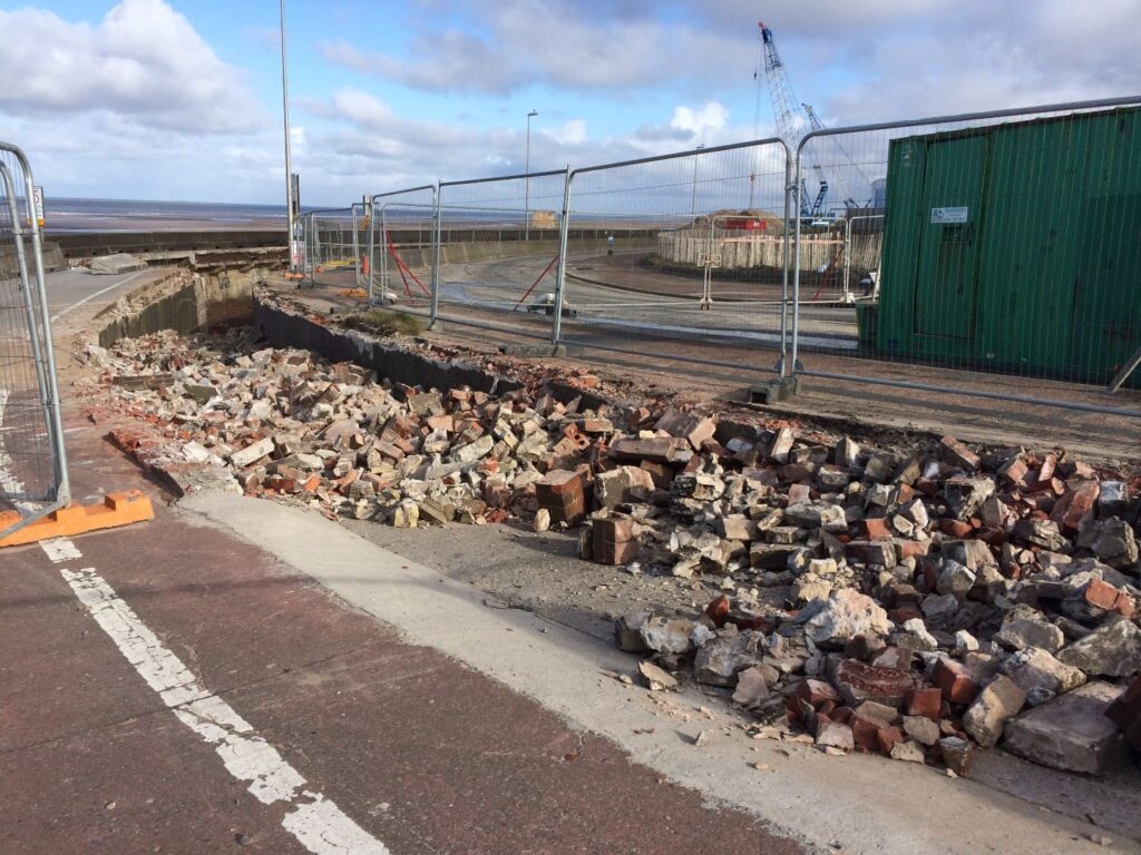 Underground boat store at Little Bispham, filled in as part of Anchorsholme sea defence works