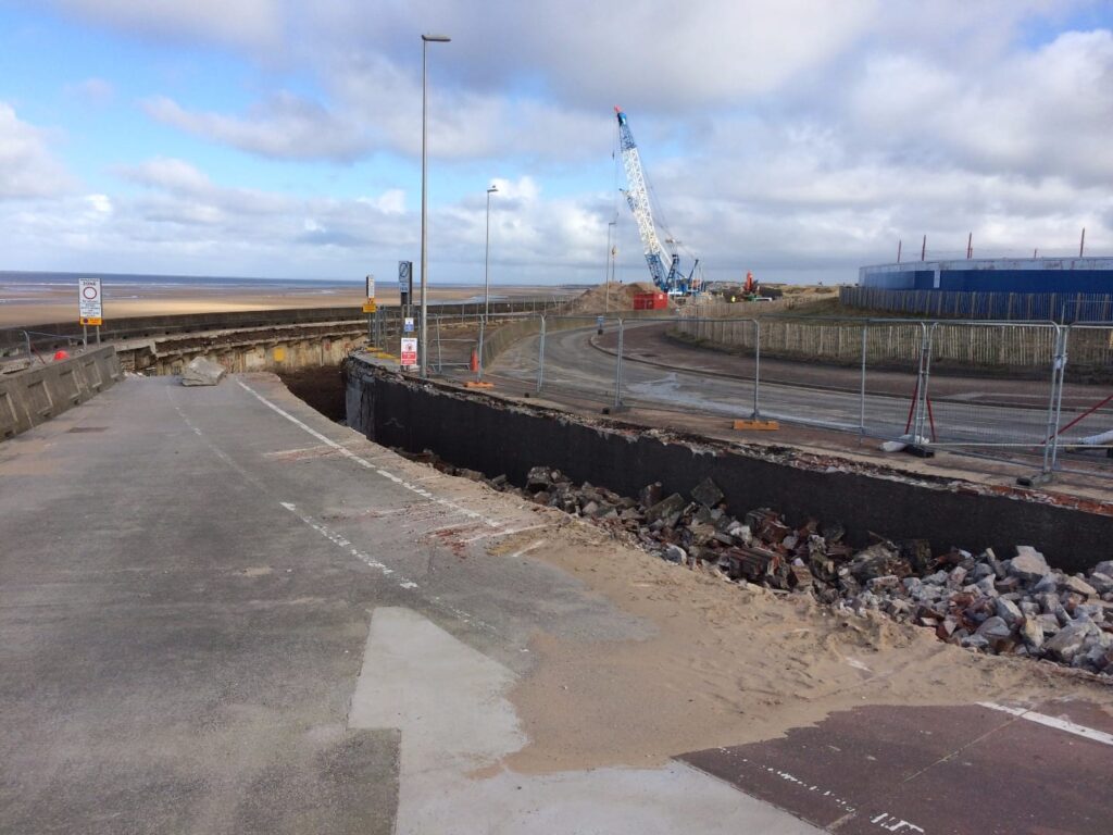 Underground boat store at Little Bispham, filled in as part of Anchorsholme sea defence works