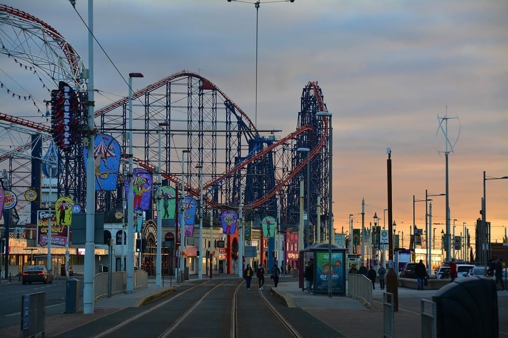 Bright lights of Blackpool, around the Pleasure Beach