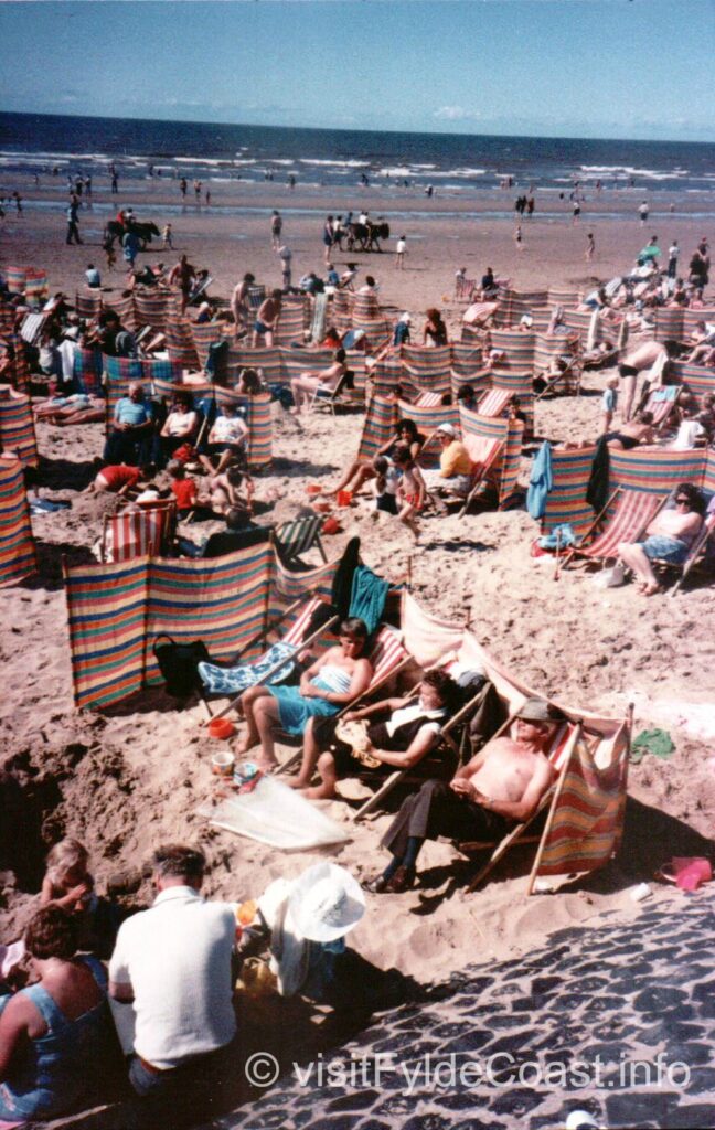 Busy Blackpool beach in the 1970s