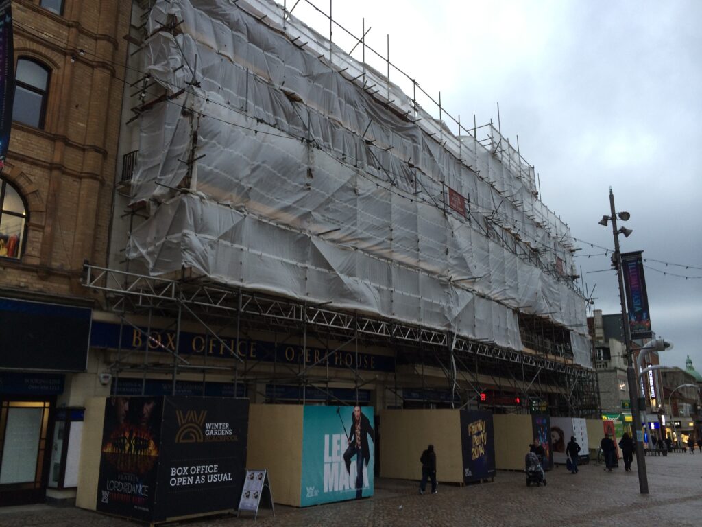 Renovation of the exterior of Blackpool Winter Gardens in 2014