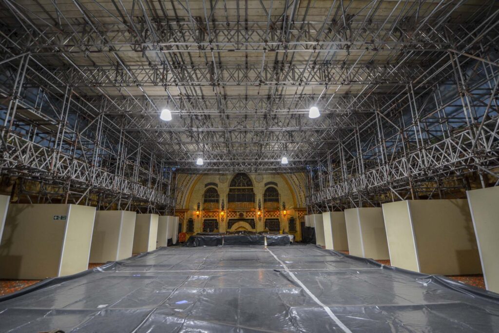 Inside of the Spanish Hall during restoration