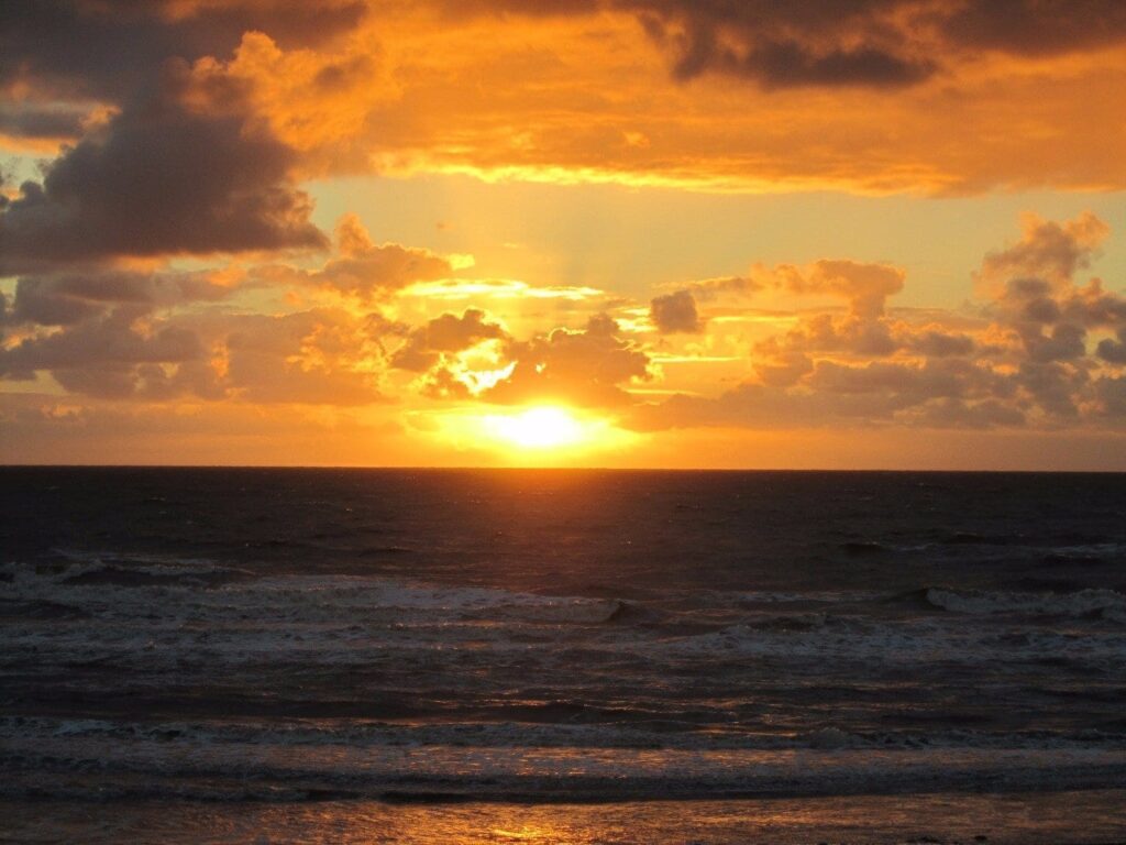 West coast sunset, setting over Blackpool