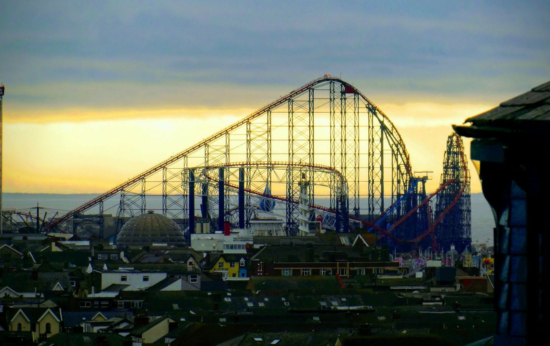 Pleasure Beach at dusk by Janet Parker