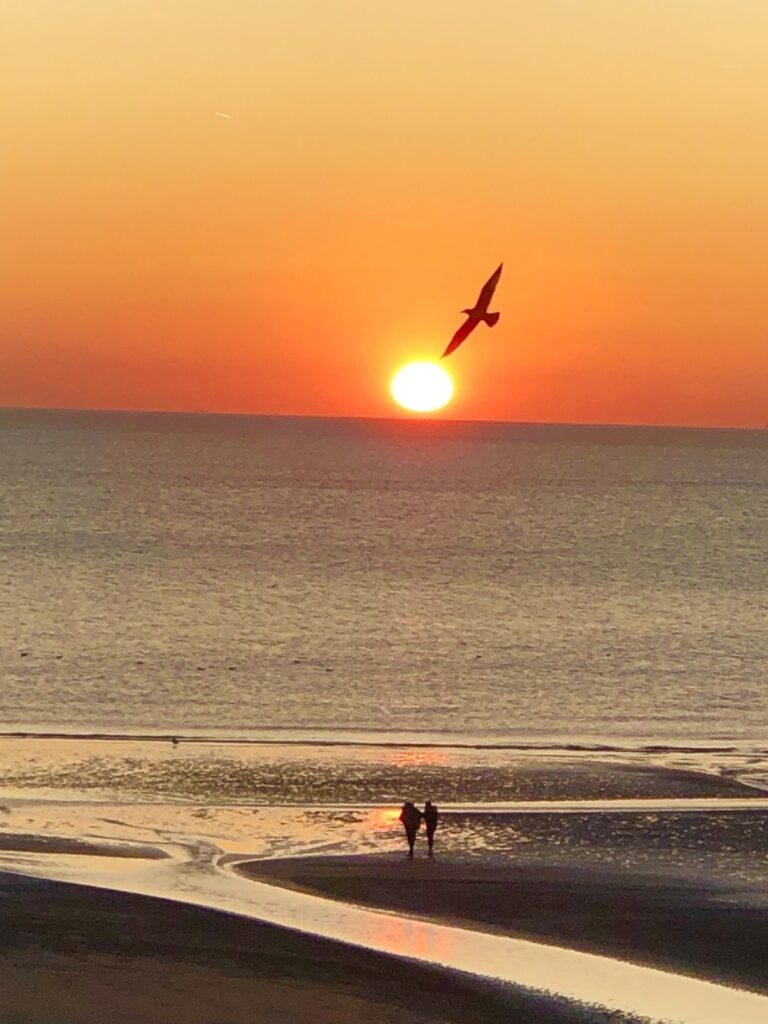 Sunset over the beach by Janet Walch