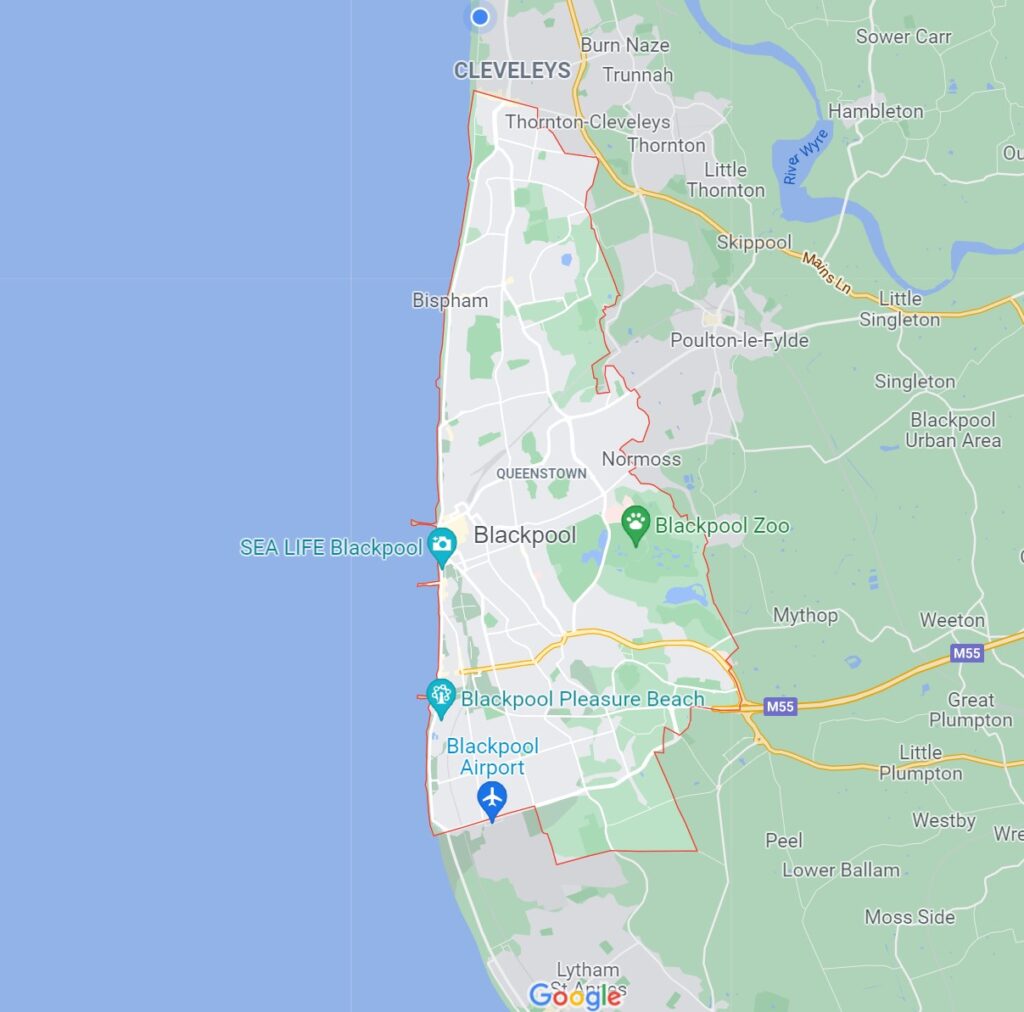 Google map - explore around Blackpool