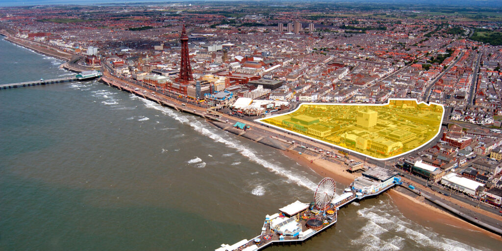 Aerial shot of where the Blackpool Central development sits