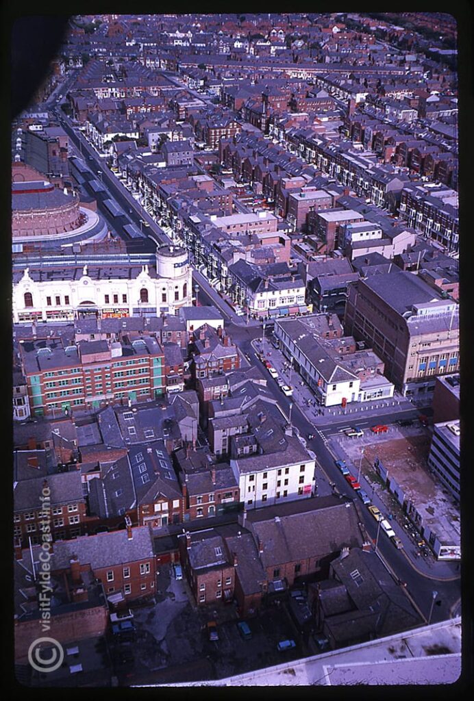 View of the Houndshill Blackpool site from the top of the Tower, before the first shopping centre was built.