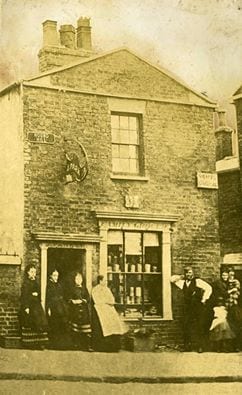 One of the buildings on the old Hound Hill - you can just see the name on the wall. 