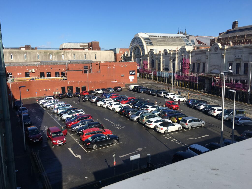Temporary car park between Tower Street and Coronation Street, site for extending Houndshill Shopping Centre