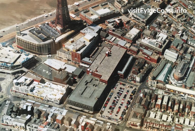 Aerial view of the Houndshill site before the Debenhams extension was built. See the cars parked on what was once the Co-op Emporium.