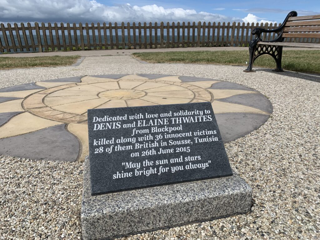 Memorial to Denis & Elaine Thwaites, killed in Tunisia