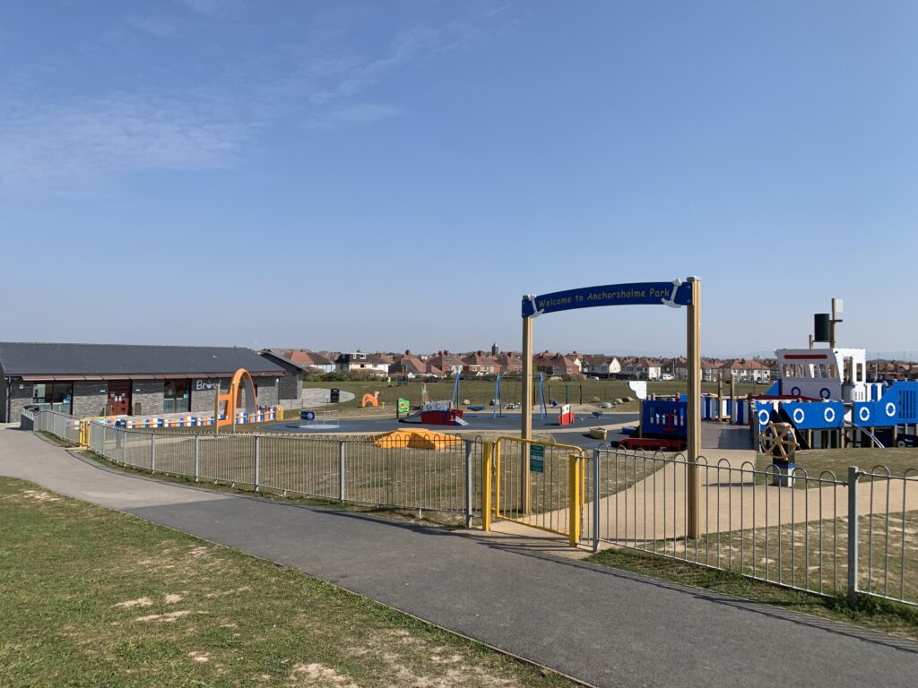 Looking across Anchorsholme Park to the cafe