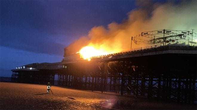 Fire on Blackpool Central Pier. Photo: Lancashire Fire and Rescue Services