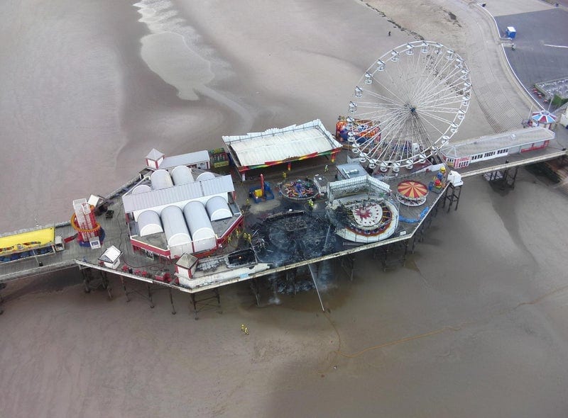 Aerial view of the aftermath of the fire. Photo: Lancashire Fire and Rescue Services