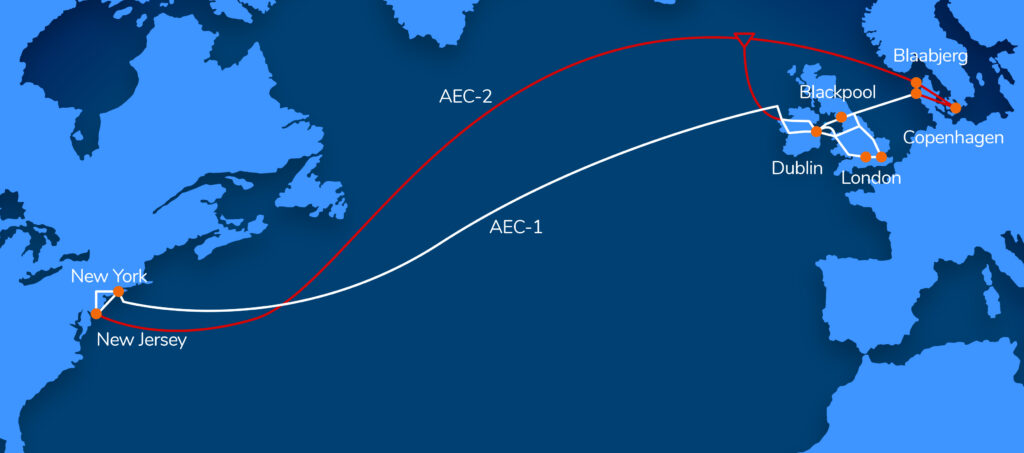 Map of the North Atlantic Loop that joins Blackpool