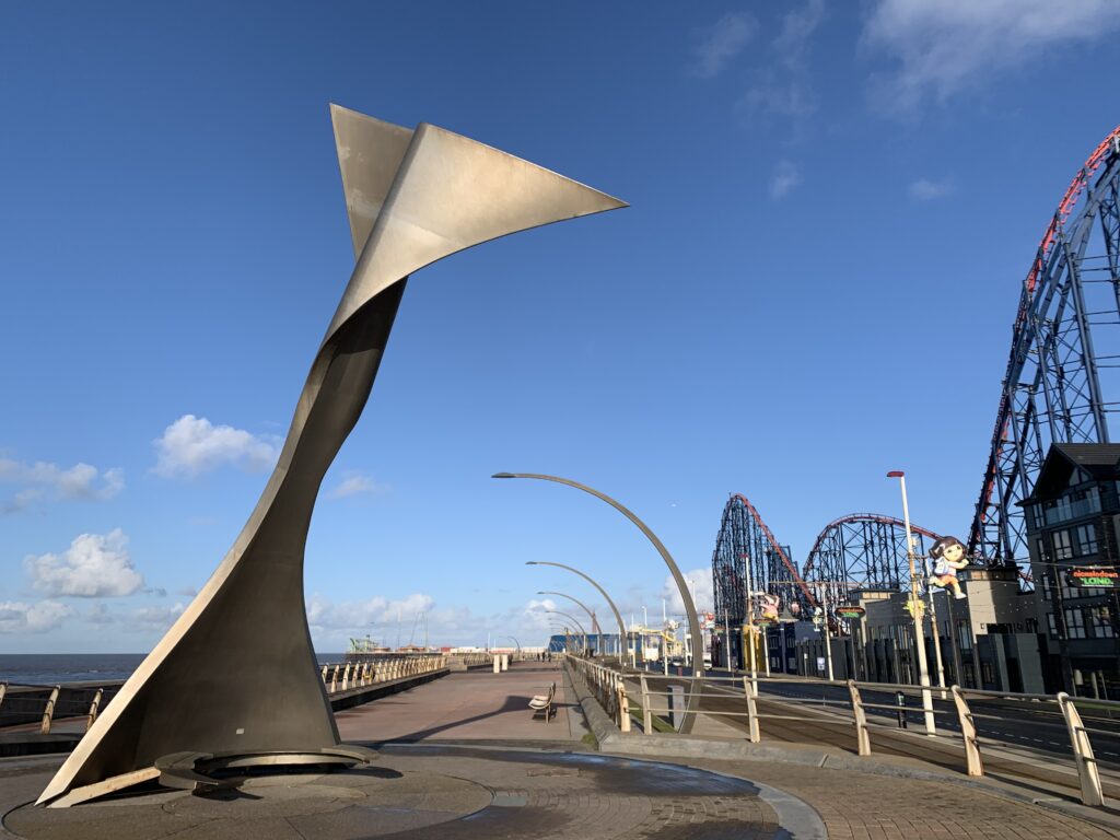 One of the Swivelling Wind Shelters, part of Blackpool's Great Promenade Show