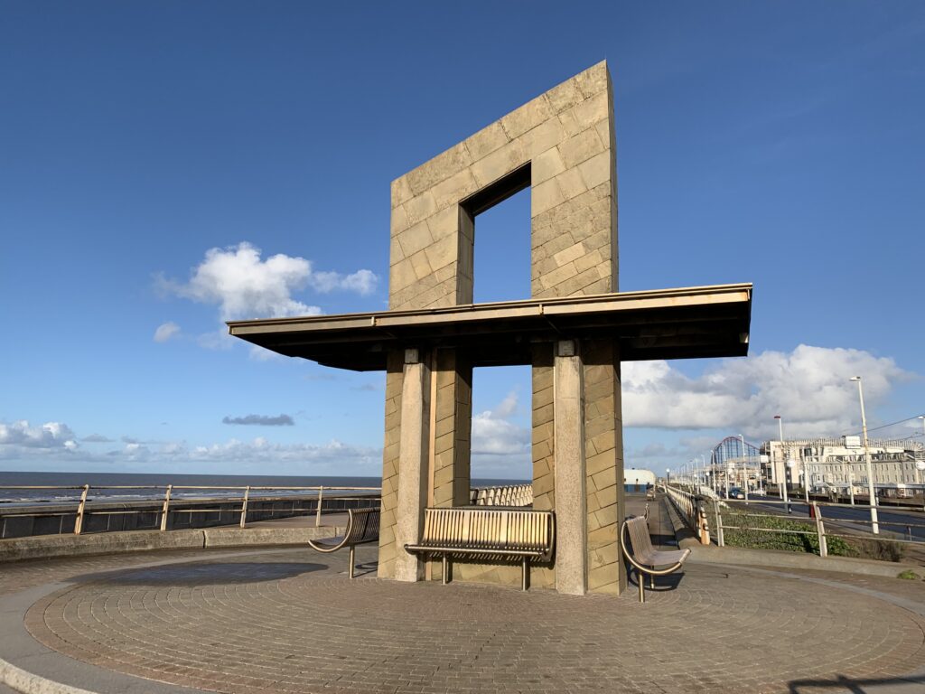 One of the attractive seafront shelters, interspacing the Blackpool New South Promenade Artwork Trail