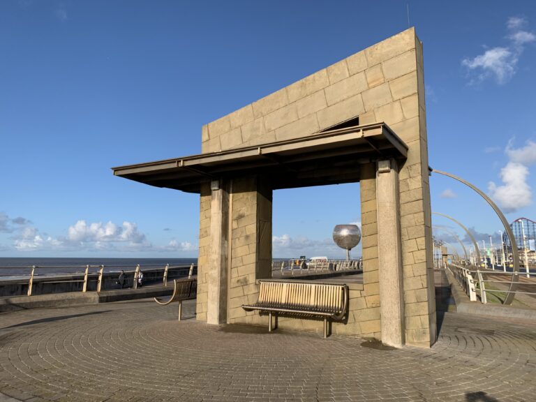 One of the attractive seafront shelters, interspacing the Blackpool New South Promenade Artwork Trail