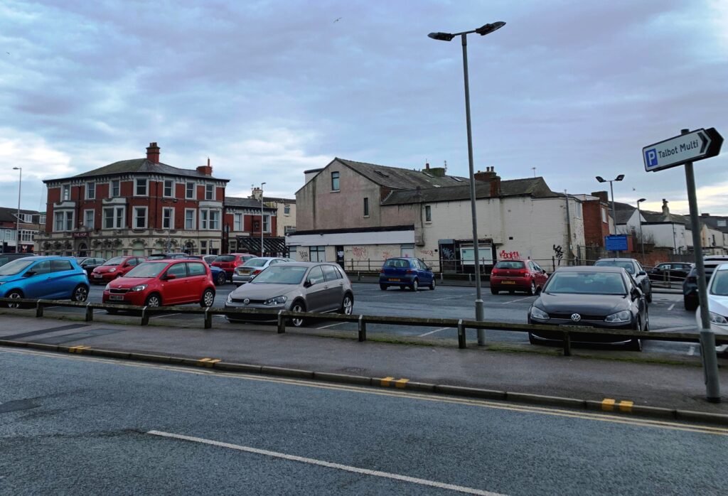 King Street car park and The Hop before work began in 2021