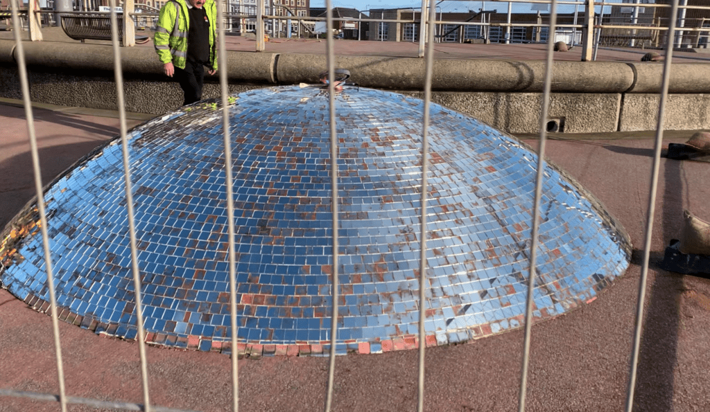Blackpool's Mirror Ball before restoration