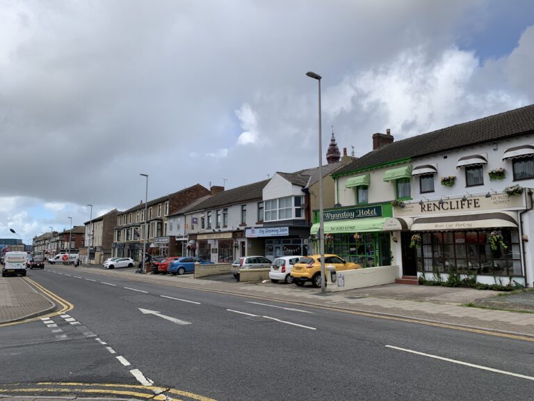 Looking along Hornby Road from the Park Road end towards the sea